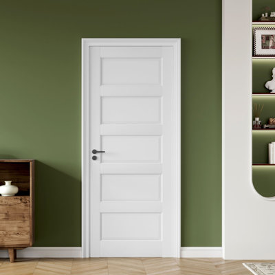 5-Panel Solid Manufactured Wood Swing Door