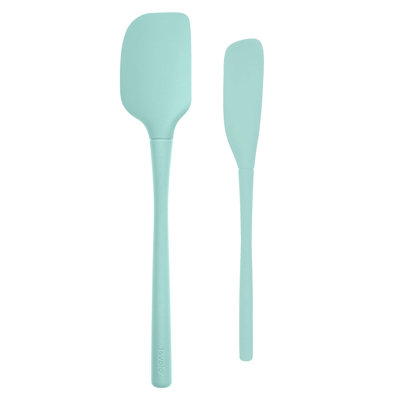 Tovolo Flex-Core Silicone Spatula and Jar Scraper Set of 2, Aqua Seafoam Green