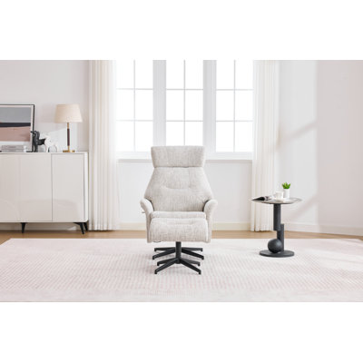 Mira Swivel Chair and Footstool Beige