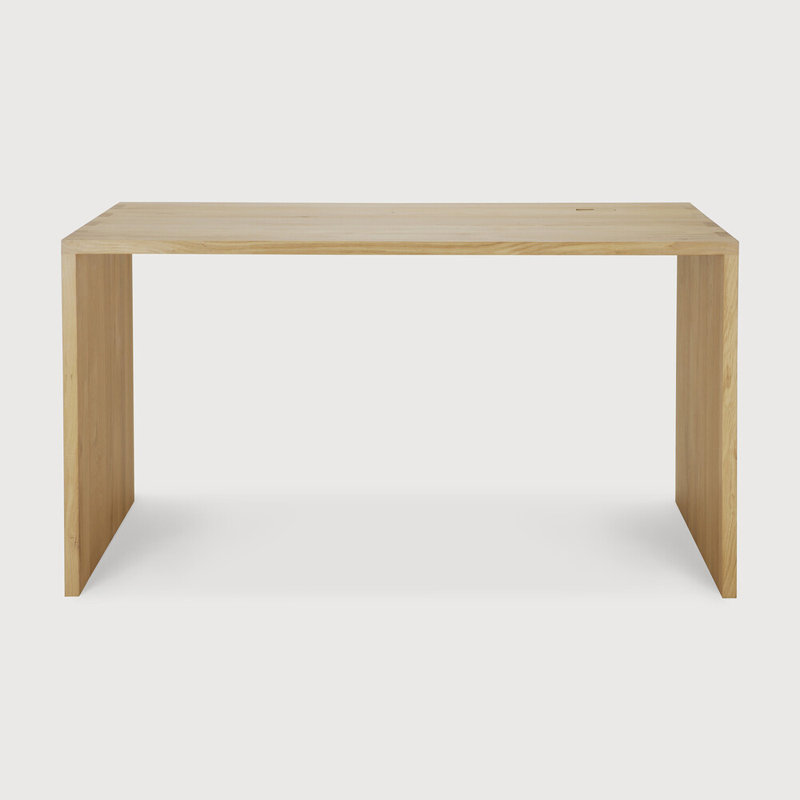 U Solid Wood Writing Desk, Oak, 30" H x 63" W x 31.5" D
