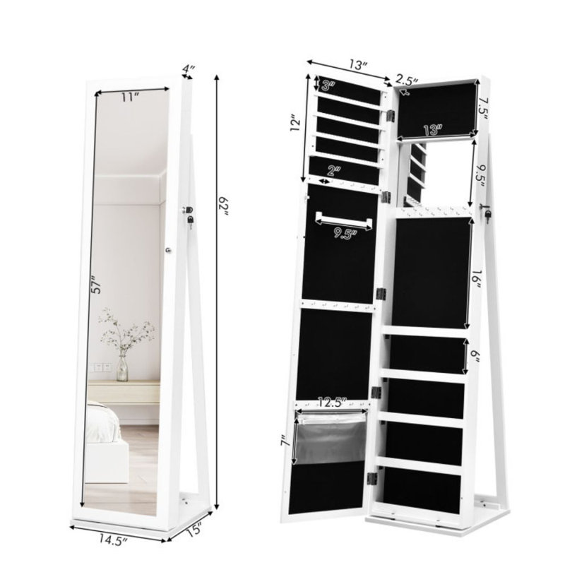 Iemy 14.5'' Wide Freestanding Jewelry Armoire, White