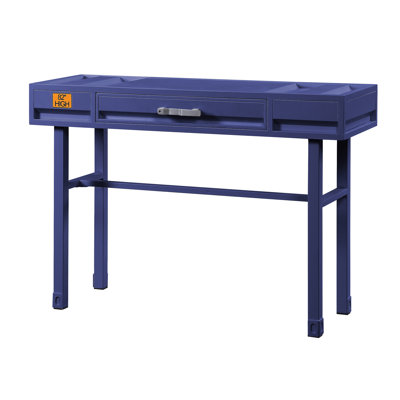 Blue Rectangular Industrial Desk With Convenient Storage Solution Writing 1 Drawer For Organized Workspace