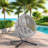 Versatile Hanging Egg Chair With Pe Rattan Hollowed-out Design, Iron Base, A Headrest And Cushion-1505382364