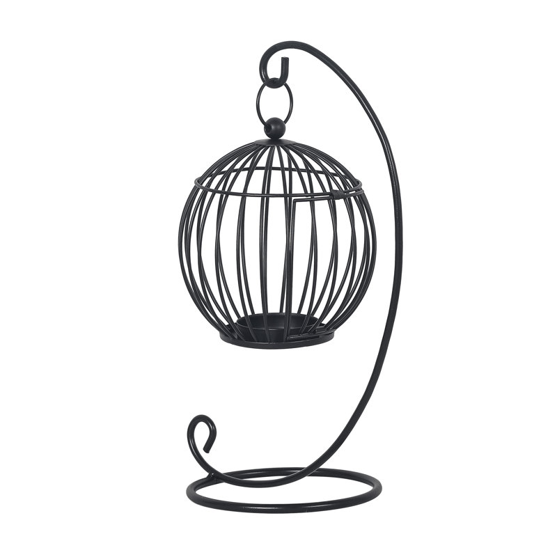 11'' H Metal Tabletop Lantern, Black