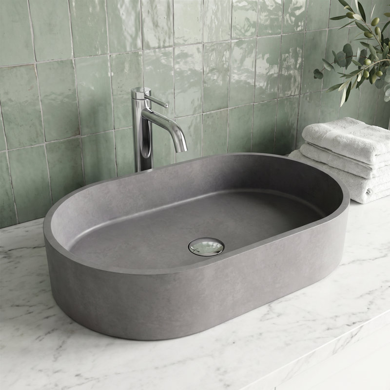 Lavabo de salle de bain vasque ovale gris
