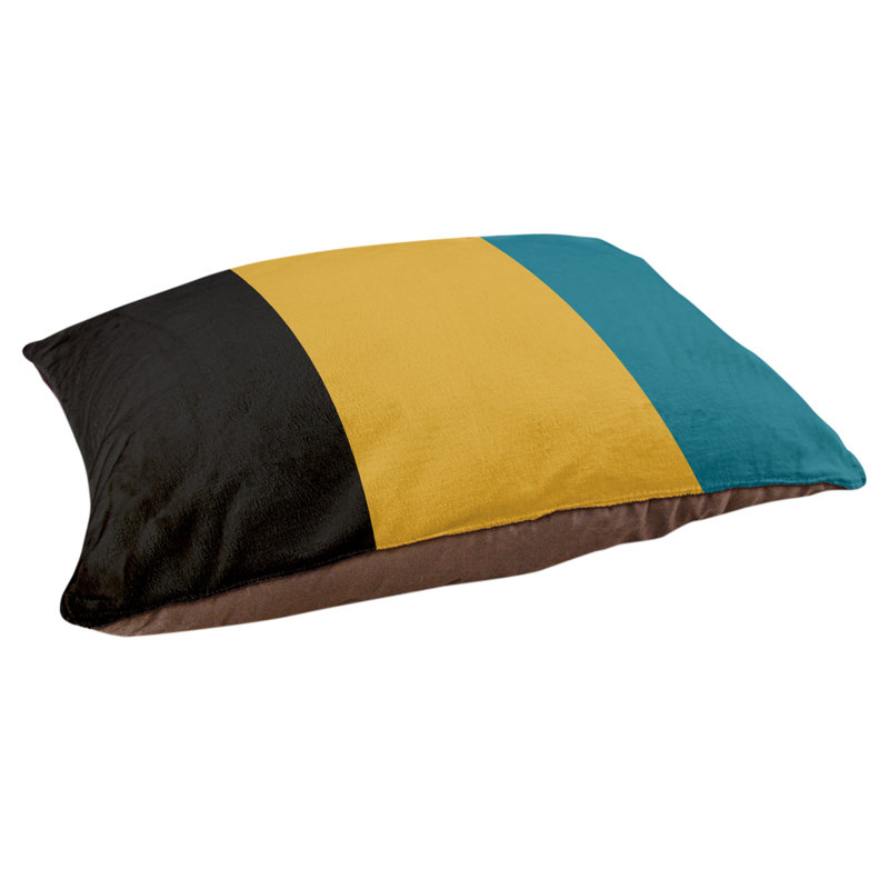 Coussin d'extérieur New York, Noir / jaune / turquoise, Grand (l 50 po x P 40 po x H 7 po)