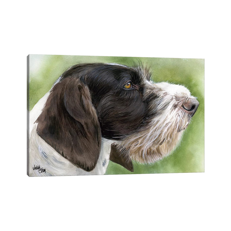 GWP - German Wirehaired Pointer 1 Piece Painting on Canvas, 20.32cm H x 30.48cm W x 1.9cm D, Wrapped Canvas