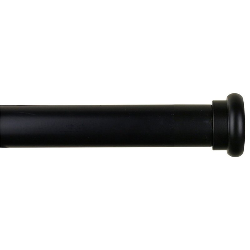 Mummert Adjustable Single Curtain Rod, Black, 1" H x 120" W x 1" D