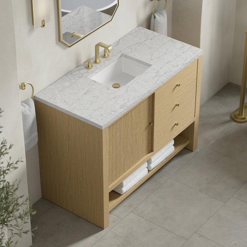 Marigot 48'' W Single Vanity, Eternal Jasmine Pearl Quartz, 8" Widespread