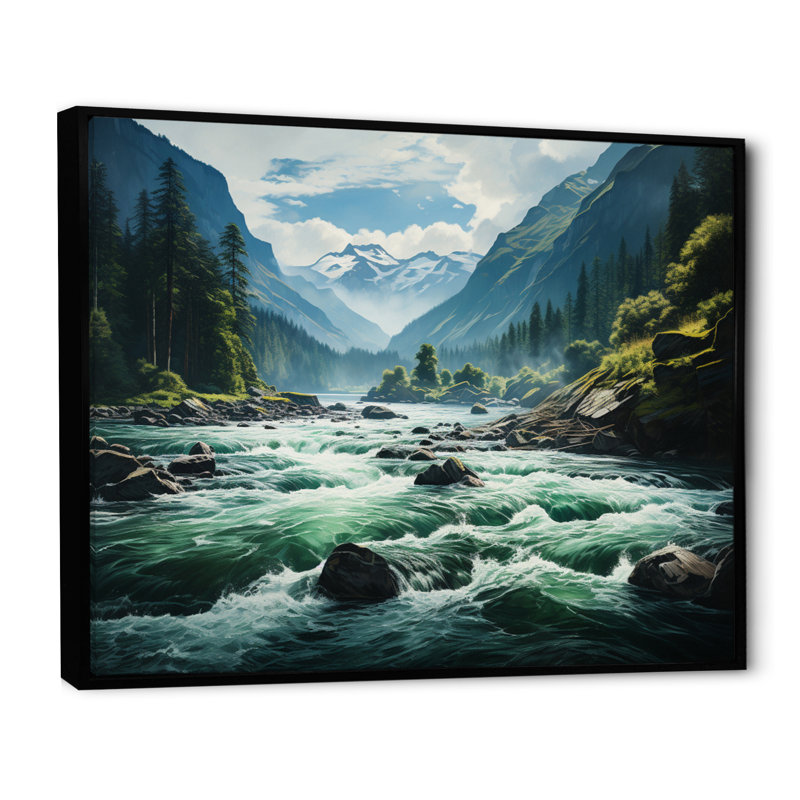 River Reflections I - Lakes & Rivers, reproduction d'art sur toile, H 12 po x l 20 po x P 1 po, Cadre flottant noir