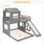 Lit superposé simple au dessus d'un lit double en bois-1454953106