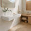 Comptoir de meuble-lavabo en résine 48 po seulement, lavabo intégré blanc brillant, comptoir de salle de bain à surface solide pour remplacement de meuble-lavabo