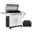 Royal Gourmet 6-Burner Gas Grill with Sear Burner and Side Burner with Cover, Silver