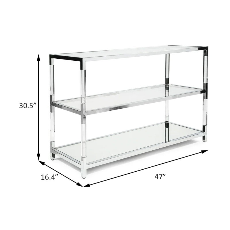Table de canapé contemporaine Ludvig - chrome / transparent