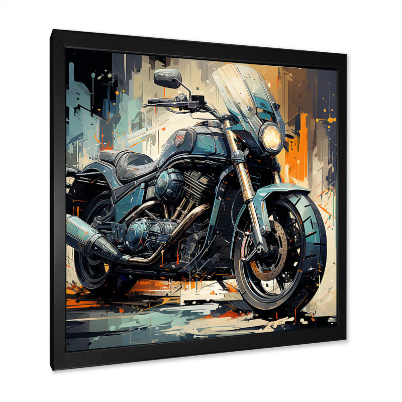 «Blue Chopper Bike Matrix» sur toile, H 16 po x l 16 po x P 1 po, Cadre simple noir