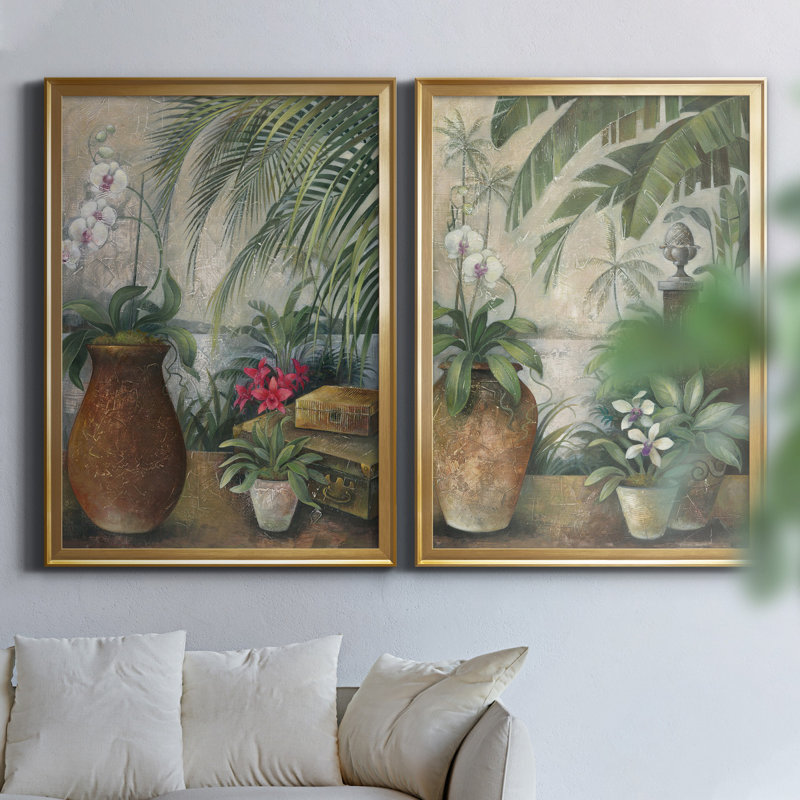 " Elaine Lane " 2 - Pieces, Gold Framed Canvas, No Mat, 36.5" H x 26.5" W x 1" D