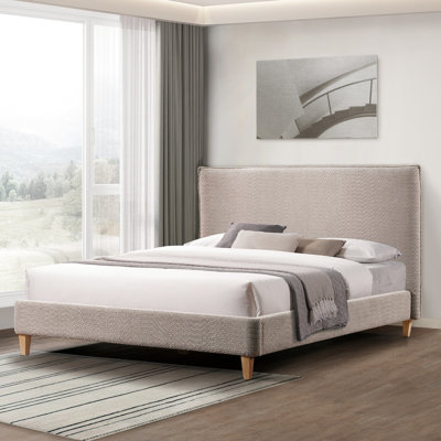 Grand lit tapissier gris - Stable et confortable avec un style chaleureux