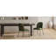 Chaise de salle à manger moderne avec tissu en polyester texturé en lin vert doux, structure en fer de couleur bronze, ensemble de 2, vert-1971650900
