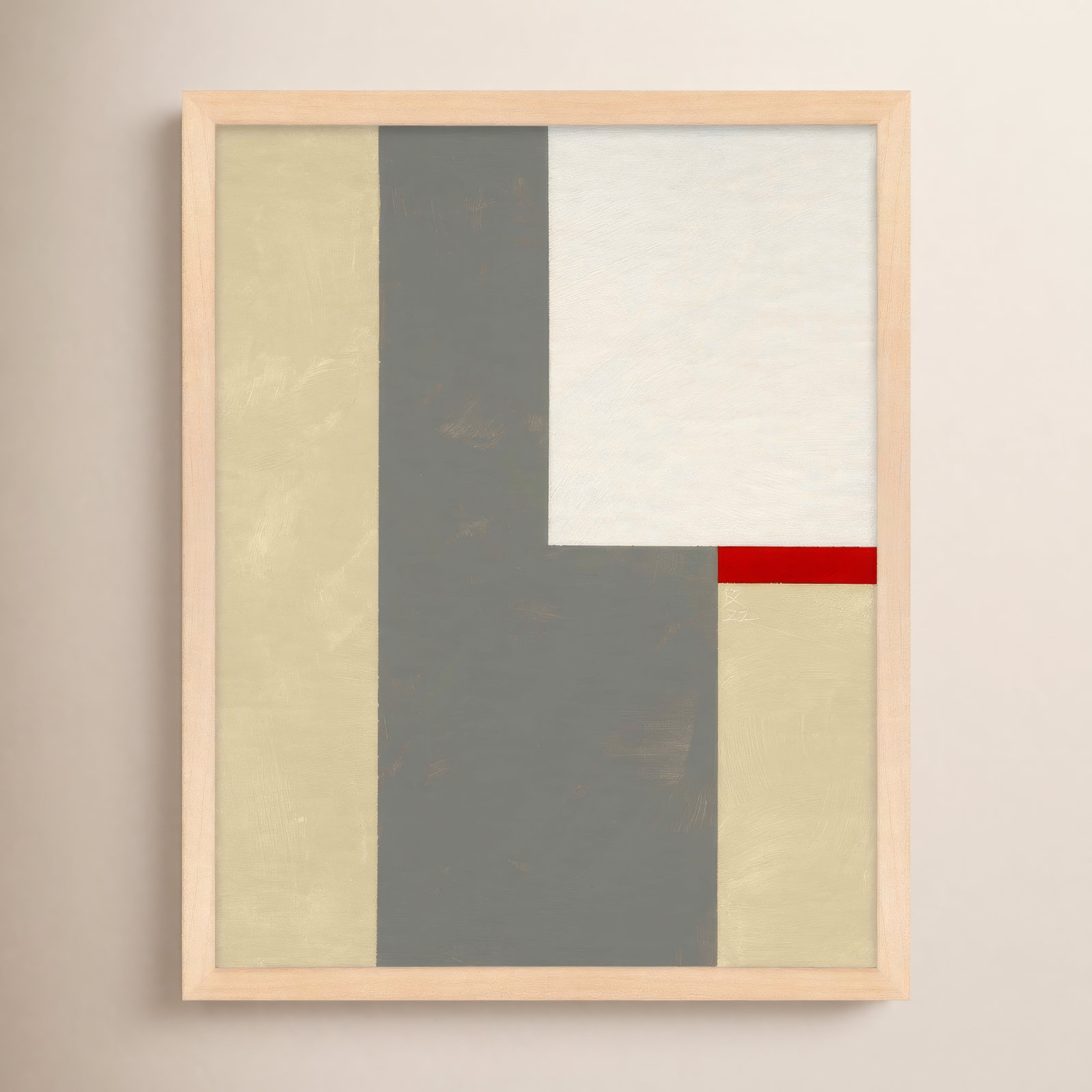 Slice Of Red 2 by Robert Kamnatnik, Maple Framed Paper, 25" H x 20" W x 1.25" D