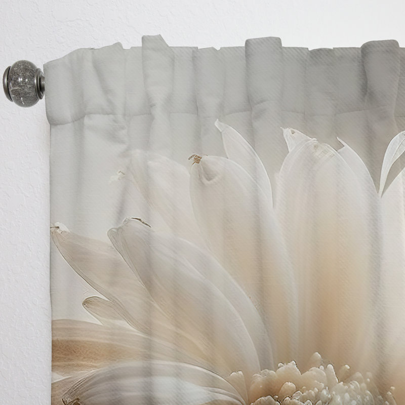 Rideau en velours floral blanc Gerbera Flowers III - 1 panneau, L 52 po x L 108 po