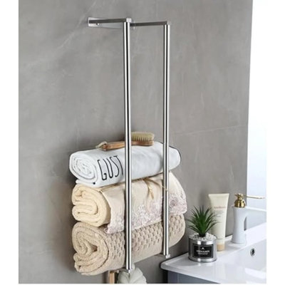 Porte-serviettes en acier inoxydable - Rangement mural pour organisateur de serviettes roulées