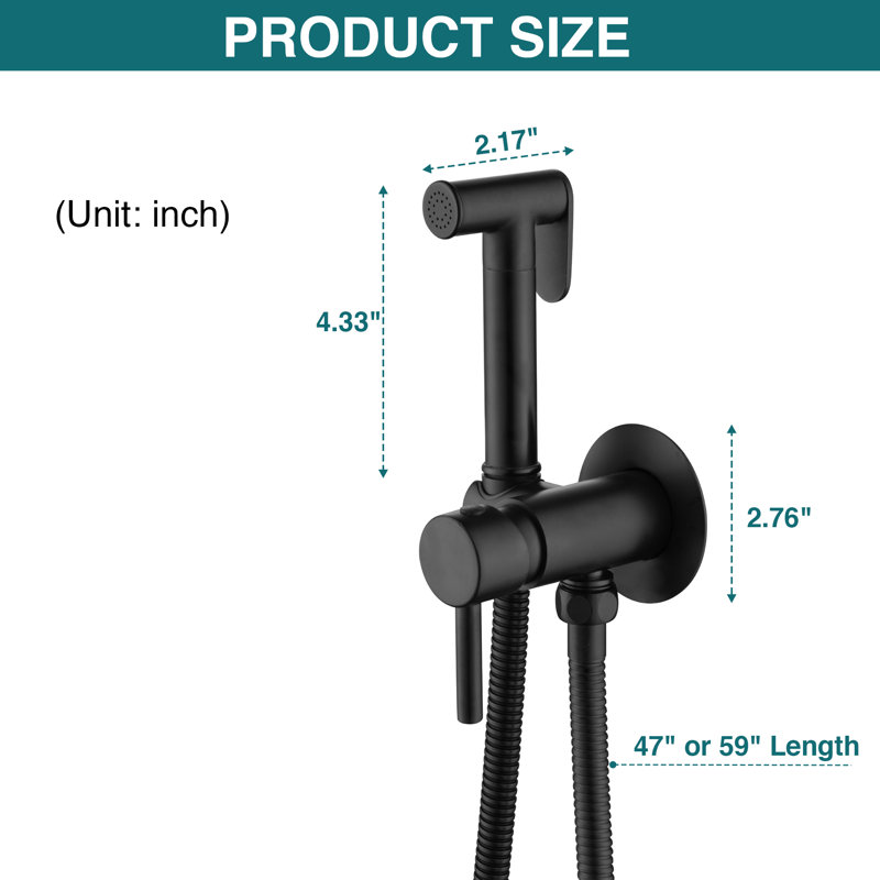 Handheld Bidet Sprayer For Toilet With Hot & Cold Mixer Valve With Hose & Holder, Matte Black