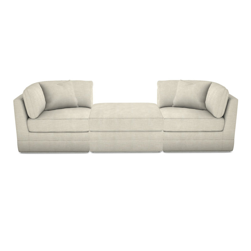 3-Piece Boyden Curved Corner Sectional, Casa Blanca, Tarbee Pebble Polyester Blend