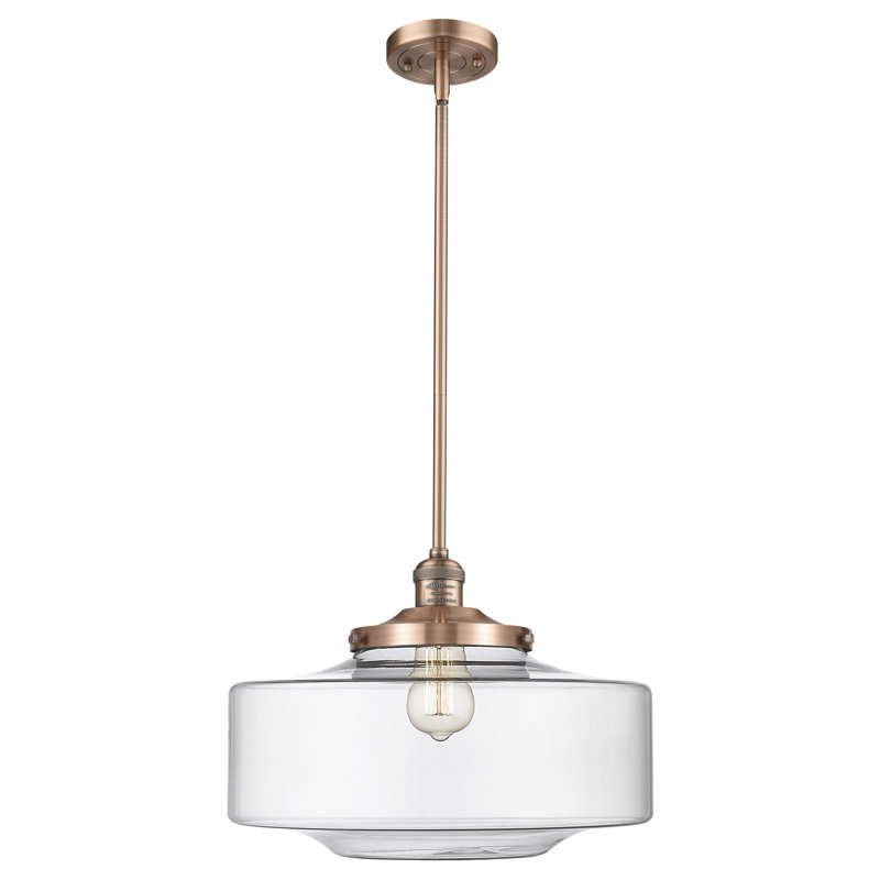 Mini-luminaire suspendu à tige lumineuse 12 po Franklin Restoration - Lainee - ampoule non incluse - finition bronze frotté