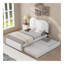 Lit plateforme simple tapissier avec pieds de support en bois et lit gigogne simple, blanc-562419111