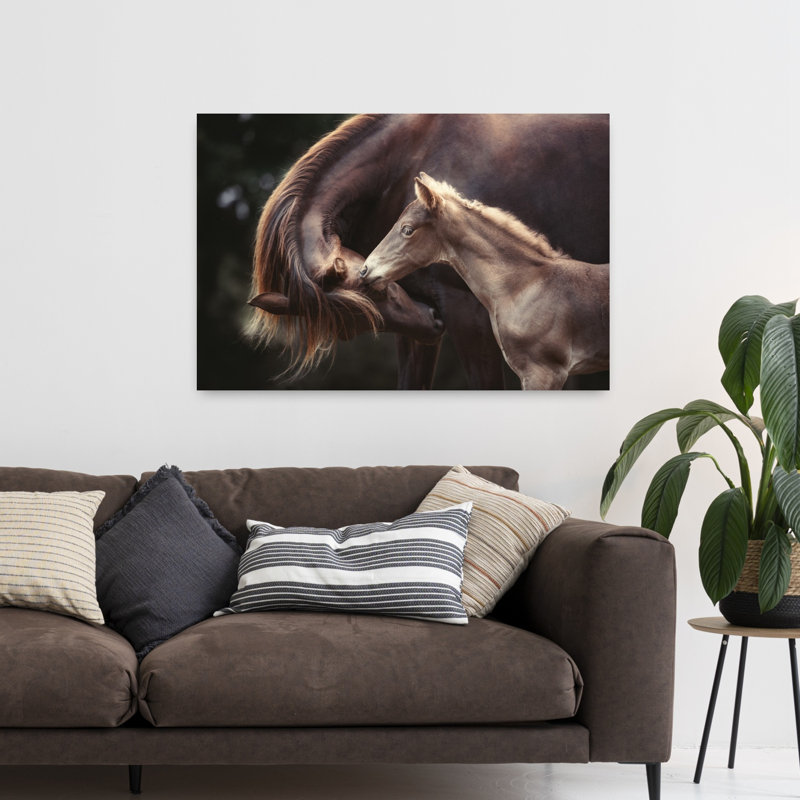 Gentle Horse Bond, impression d'art mural cheval contemporain, H 32 po x l 48 po