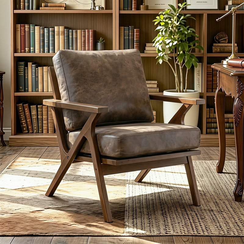 Chaise d'appoint Salma, Simili cuir brun foncé