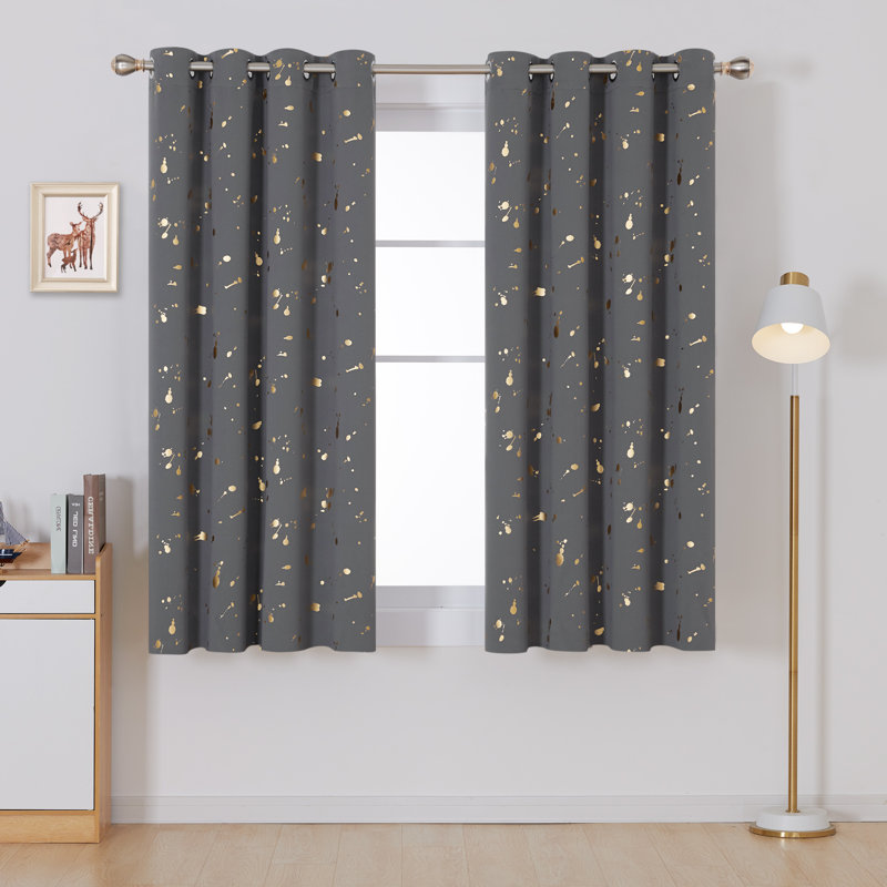 Paire de rideaux Girlie, L 52 po x L 84 po, Gris foncé