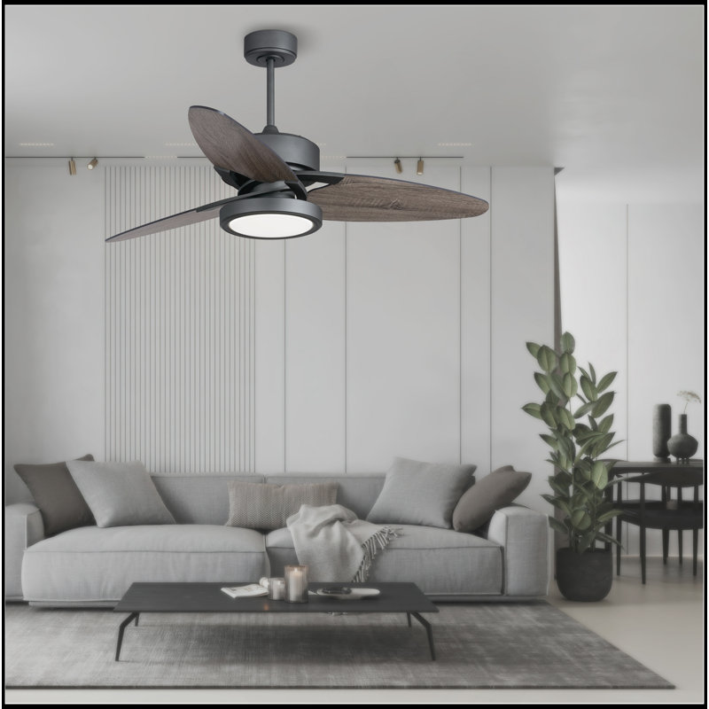 Light Pro 52 po Ventilateur de plafond intelligent à DEL avec télécommande, Noir
