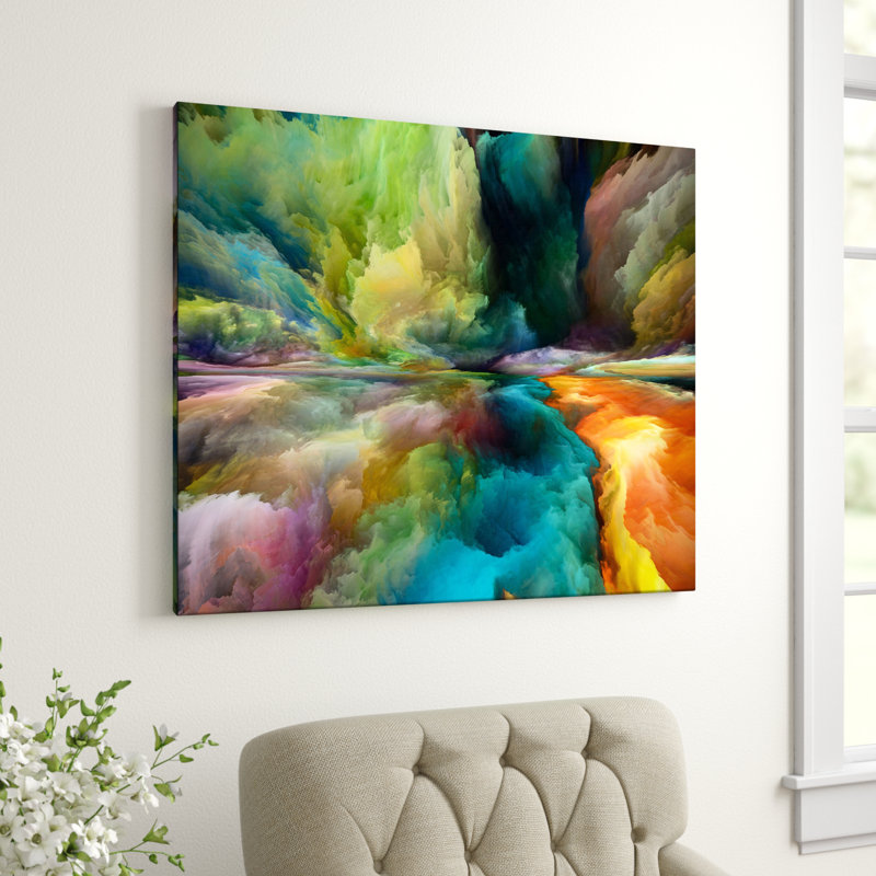 Antonio Colourful Motion Gradients of Surreal Mountains and Clouds - Painting on Canvas, Wrapped Canvas