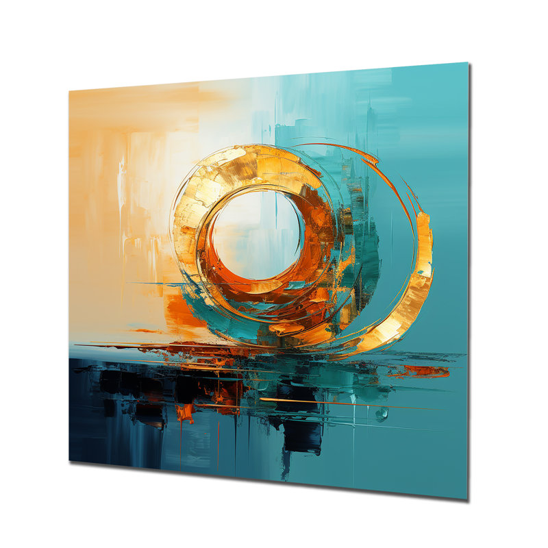Golden Horizon - reproduction d'art abstrait mural, H 16 po x l 16 po x P 1 po, Metal