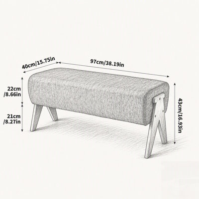 Banc en tissu de chenille décoratif moderne, banc d'entrée ergonomique rembourré avec pieds en bois massif, repose-pieds rembourré pour vestibule et chambre à coucher