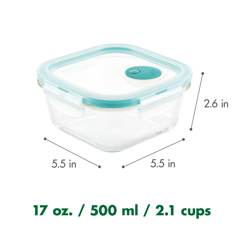 Clear Borosilicate Glass 17-Ounce Airtight Food Storage Jar with Steam Vent