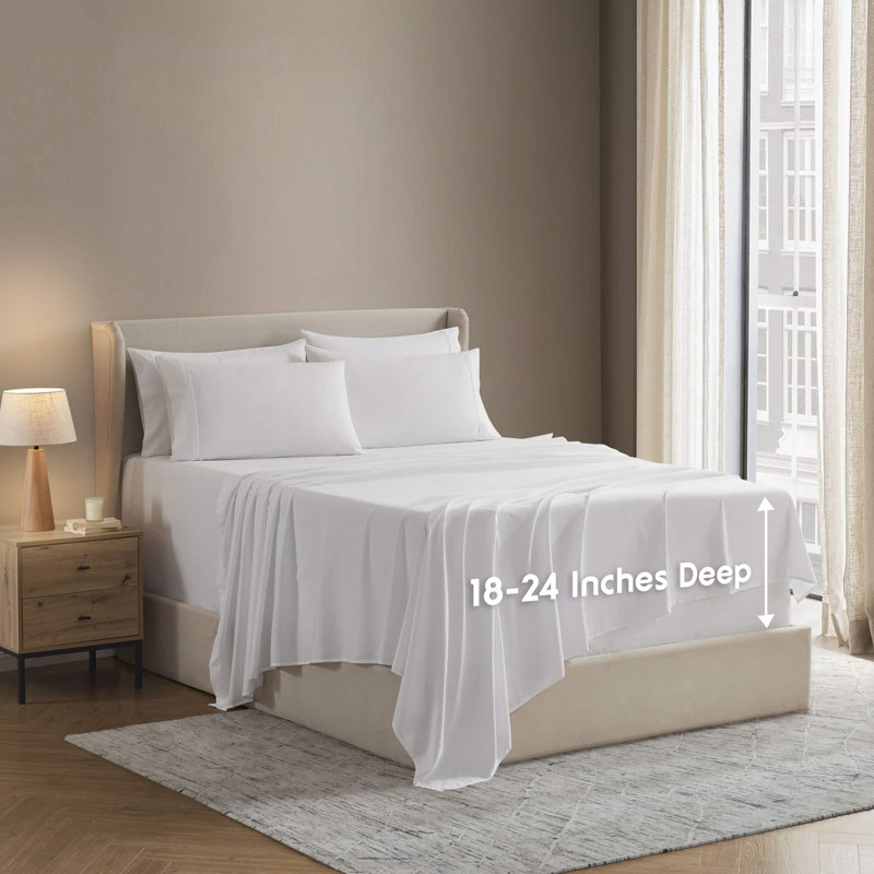 Ensemble de draps en microfibre Hotel Luxury, Blanc, Double
