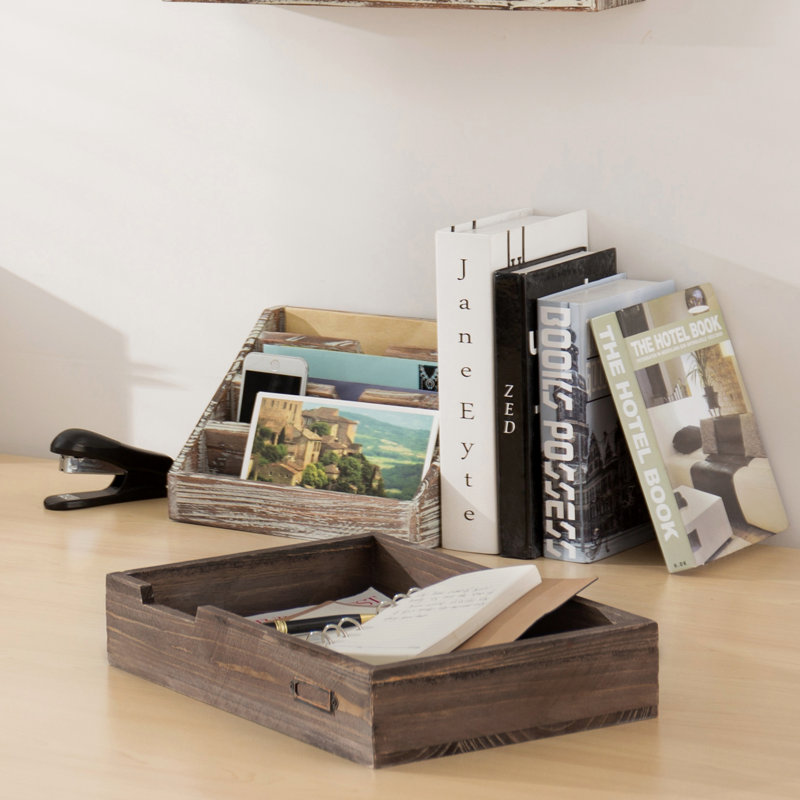 Chasewych Solid Wood Stackable Distressed Paper Organiser