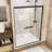 50"54" W X 72" H Matte Black Aluminum Frame Double Sliding Shower Door, 1/4" (6Mm) Clear Tempered Glass With Explosionproof Film, Dual Stainless Steel Handles-126154097