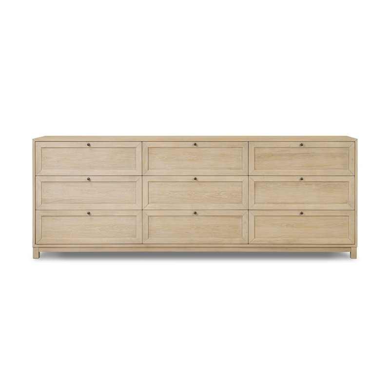 Commode 9 tiroirs Sonata, Placage de chêne blanchi clair
