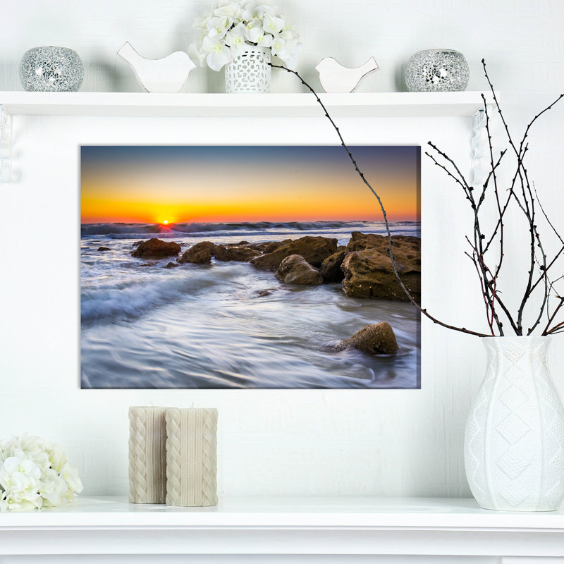 Lever de soleil à Palm Coast - paysages mer et rivage, H 20 po x l 20 po x P 1 po, Toile tendue