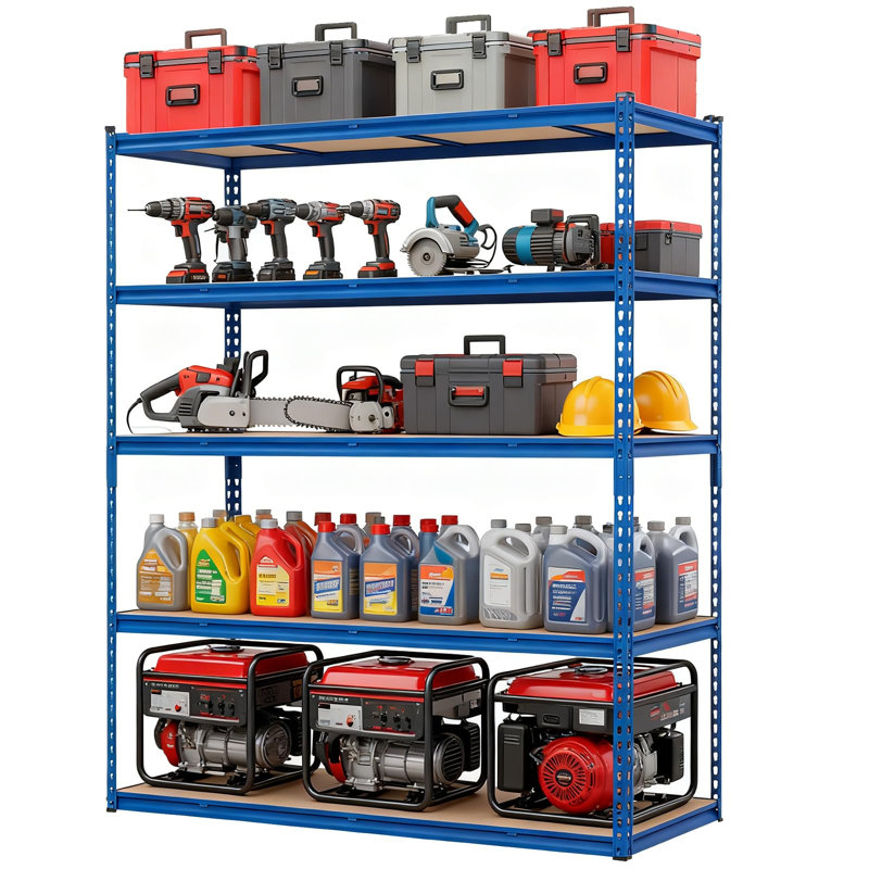 Étagère de rangement robuste à 5 niveaux pour garage, support réglable en métal, capacité de 2 500 lb, 60 x 24 x 72 po, Bleu