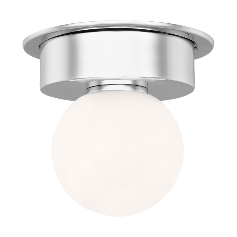 Allegra Glass Flush Mount, 4.63" H x 8" W x 8" D, Polished Nickel