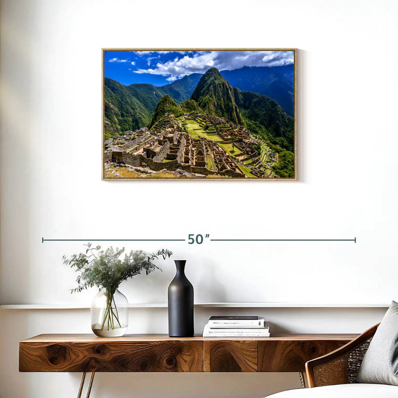 Restes du Machu Picchu, Cadre flottant en bois naturel, 31 po x 21 po
