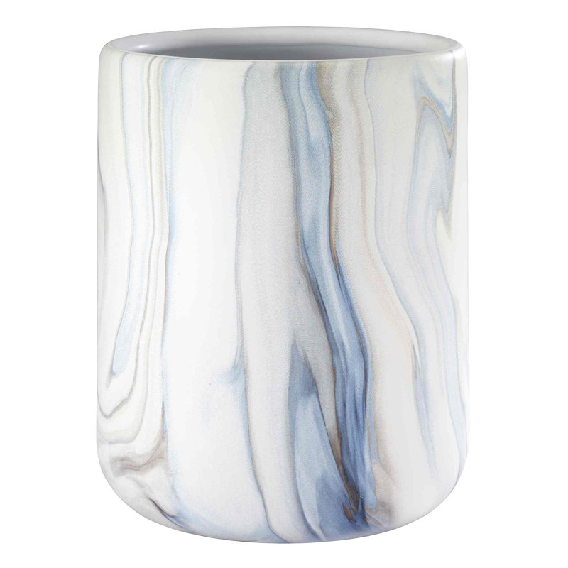 Waves Bath Blue Wastebasket