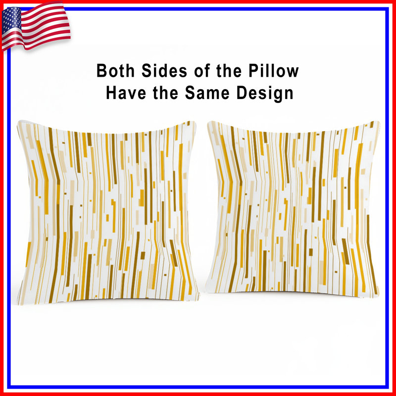 Coussin décoratif à rayures abstraites, motif à double face, 16 po x 16 po