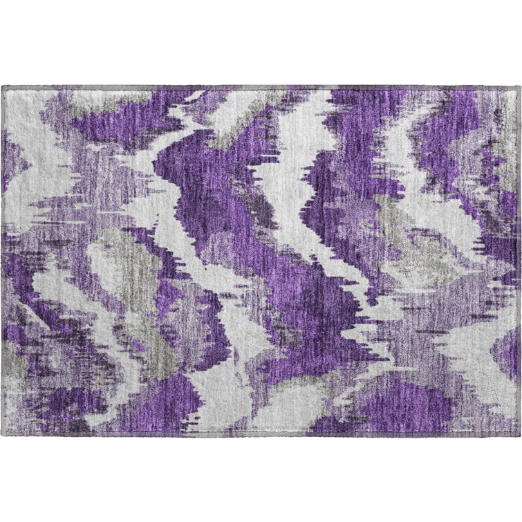 Premium Machine Washable Prisco Purple Rug