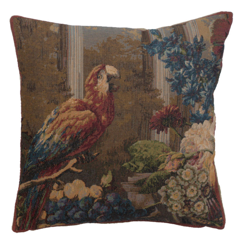 Perroquet French Country Floral Cotton Jacquard Pillow Cover