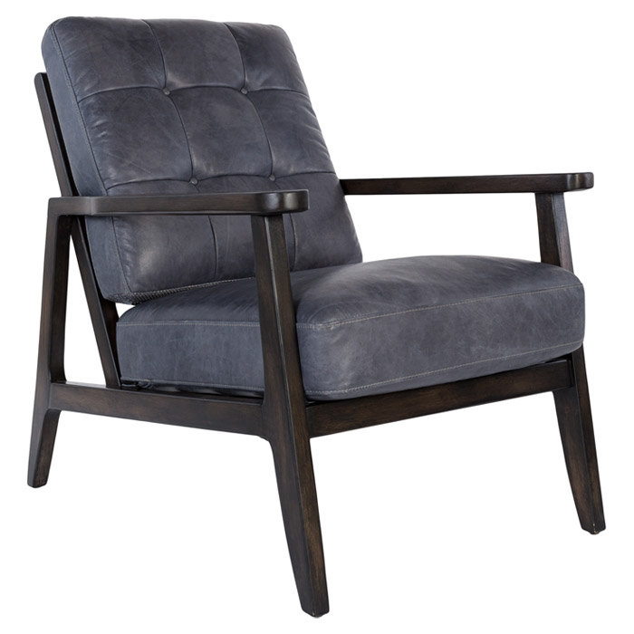 Chaise avec accoudoirs en cuir canton